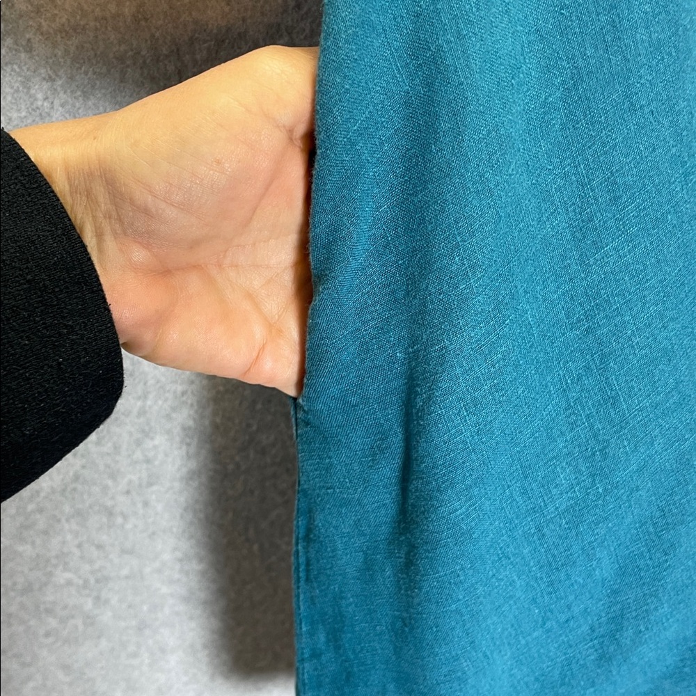 Bryn Walker Linen Teal 3/4 Sleeve Mini Dress - Picture 5 of 7